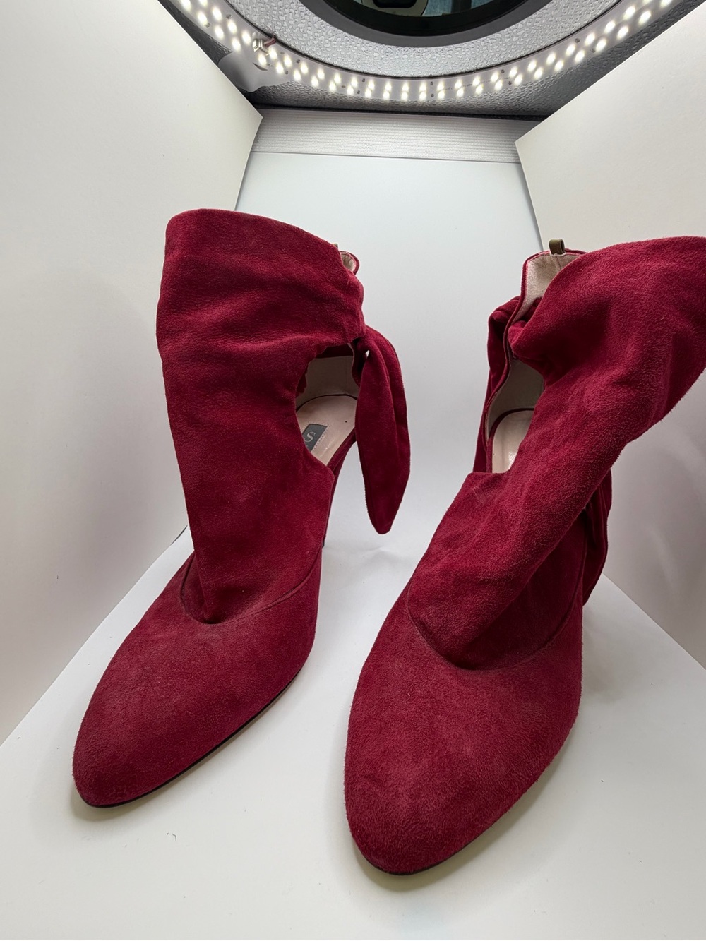 SJP by Sarah Jessica Parker Burgundy Suede Pointed Toe Ankle Boots